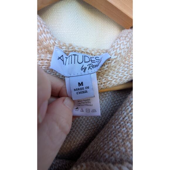 Attitudes By Renee Womens Plaid Cardigan Wrap Sz M Beige Cream Capsule Staple - Picture 4 of 6